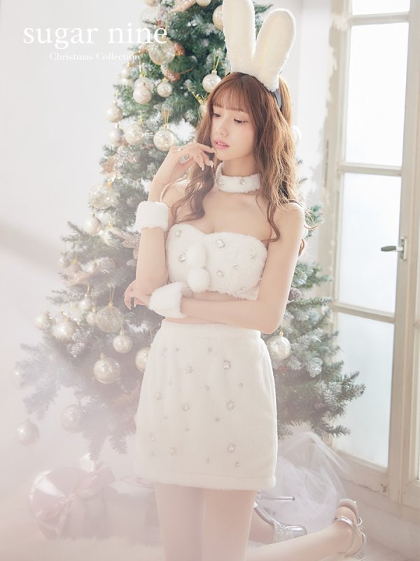 画像3: 【即日発送】もこもこバニービジューセットアップサンタ【sugar nine サンタコス 8点セット】【XS-Mサイズ/1カラー】[YMT] (3)