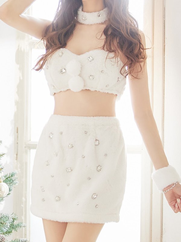 画像4: 【即日発送】もこもこバニービジューセットアップサンタ【sugar nine サンタコス 8点セット】【XS-Mサイズ/1カラー】[YMT] (4)