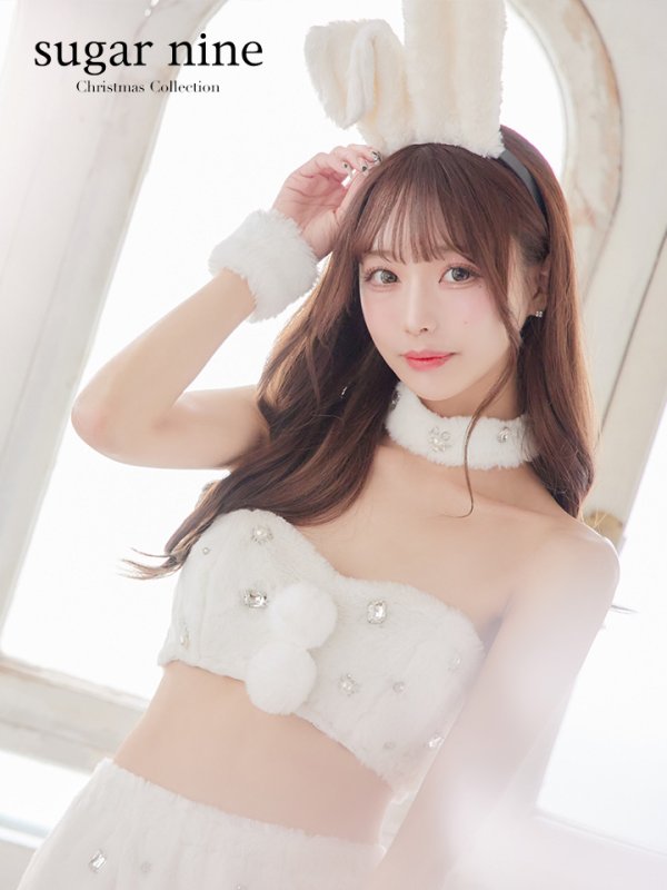 画像2: 【即日発送】もこもこバニービジューセットアップサンタ【sugar nine サンタコス 8点セット】【XS-Mサイズ/1カラー】[OF01] (2)