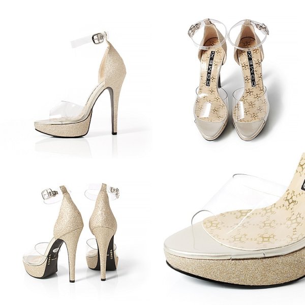 画像7: 【COMEX】 2color/ 13cmヒール/ クリアサンダル/ ラメ / ハイヒール/ アンクルストラップ/ サンダル[OF02] (7)