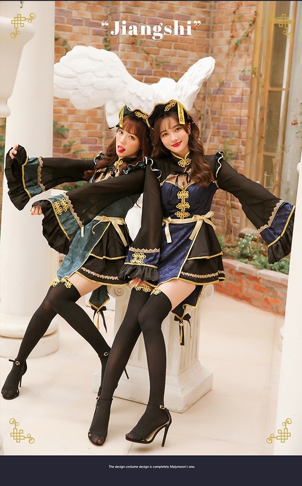 画像1: 【即日発送】トワイライトロイヤルキョンシーメイド【マリームーン】【ハロウィンコスプレ4点セット】【フリーサイズ/1カラー】[YMT] (1)