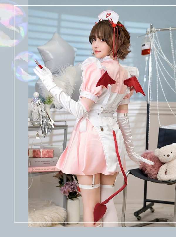 画像6: 【即日発送】デビルハーネスナース【マリームーン】【ハロウィンコスプレ9点セット】【フリーサイズ/2カラー】[HC03] (6)