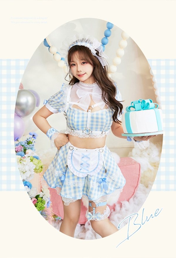 画像9: 【即日発送】ハーネスポップギンガムチェックメイド【マリームーン】【ハロウィンコスプレ8点セット】【フリーサイズ/3カラー】[OF04] (9)