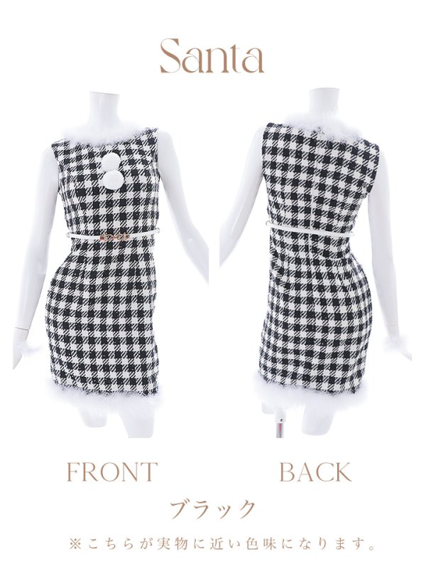 画像35: 【サンタコス 5点セット】【XS-XLサイズ/2カラー】ギンガムチェックタイトワンピースサンタコスプレ[YMT] (35)
