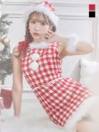画像23: 【サンタコス 5点セット】【XS-XLサイズ/2カラー】ギンガムチェック タイトワンピースサンタコスプレ[YMT] (23)