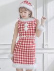 画像25: 【サンタコス 5点セット】【XS-XLサイズ/2カラー】ギンガムチェック タイトワンピースサンタコスプレ[YMT] (25)