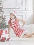 画像26: 【サンタコス 5点セット】【XS-XLサイズ/2カラー】ギンガムチェック タイトワンピースサンタコスプレ[YMT] (26)
