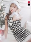 画像21: 【サンタコス 5点セット】【XS-XLサイズ/2カラー】ギンガムチェック タイトワンピースサンタコスプレ[YMT] (21)
