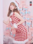 画像2: 【サンタコス 5点セット】ギンガムチェック タイトワンピースサンタコスプレ【XS-XLサイズ/2カラー】[YMT] (2)