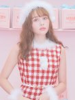 画像10: 【サンタコス 5点セット】ギンガムチェック タイトワンピースサンタコスプレ【XS-XLサイズ/2カラー】[YMT] (10)