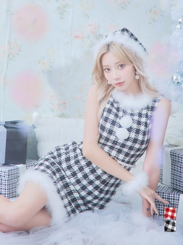 画像3: 【サンタコス 5点セット】【XS-XLサイズ/2カラー】ギンガムチェック タイトワンピースサンタコスプレ[YMT] (3)