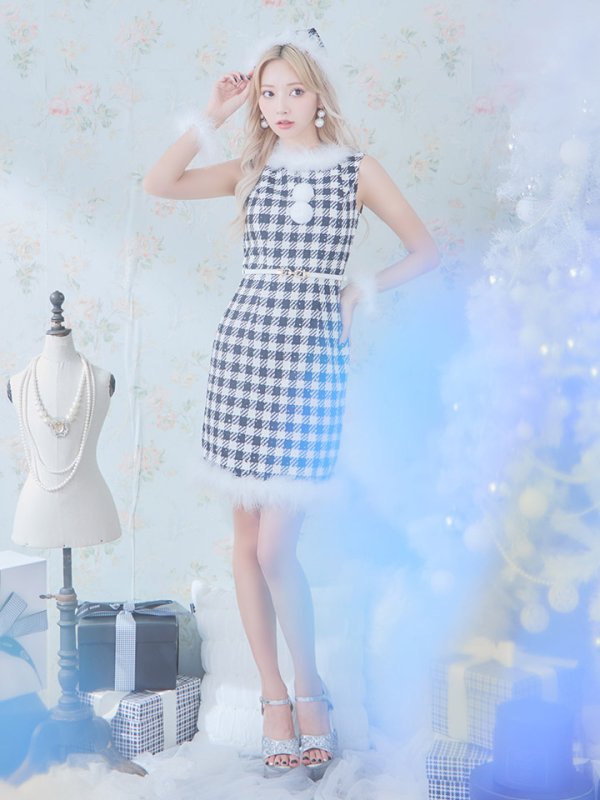 画像5: 【サンタコス 5点セット】【XS-XLサイズ/2カラー】ギンガムチェック タイトワンピースサンタコスプレ[YMT] (5)