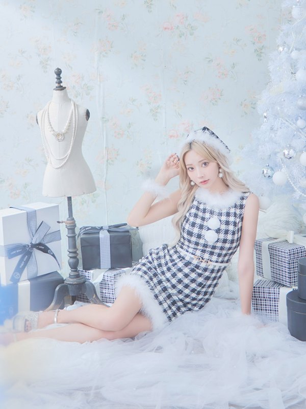 画像6: 【サンタコス 5点セット】【XS-XLサイズ/2カラー】ギンガムチェック タイトワンピースサンタコスプレ[YMT] (6)