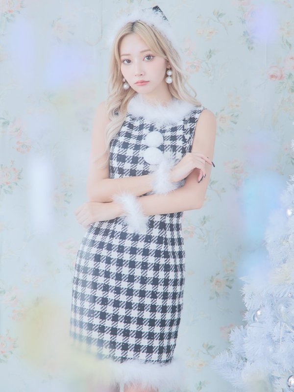 画像11: 【サンタコス 5点セット】【XS-XLサイズ/2カラー】ギンガムチェック タイトワンピースサンタコスプレ[YMT] (11)