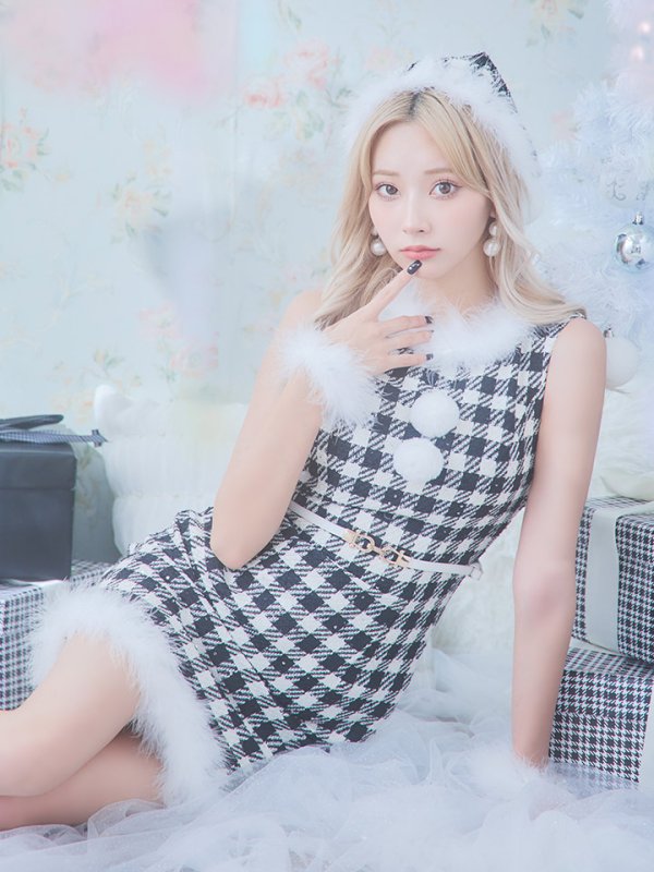 画像17: 【サンタコス 5点セット】【XS-XLサイズ/2カラー】ギンガムチェック タイトワンピースサンタコスプレ[YMT] (17)