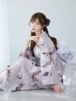 画像2: 【浴衣セール】ロマンティックピオニー浴衣 OBI-g-500-kj-8-GY / HIMO-900-yn-4-GYxGY / HEKO-800-sb-5-WH / YA-73-kn-GY / GETA-01-kj-3-IV/ [YMT] (2)