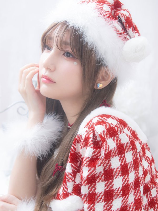 画像4: 【即日発送！】【サンタコス 5点セット】【XS-Lサイズ/2カラー】ギンガムチェック セットアップフレアサンタコスプレ[YMT] (4)