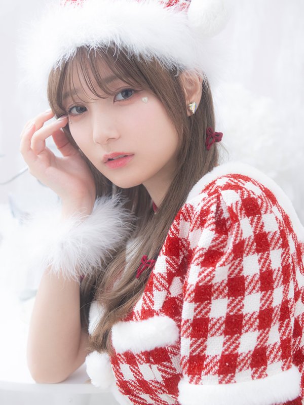 画像5: 【即日発送！】【サンタコス 5点セット】【XS-Lサイズ/2カラー】ギンガムチェック セットアップフレアサンタコスプレ[YMT] (5)