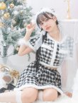 画像2: 【即日発送！】【sugar nine サンタコス 5点セット】【XS-Lサイズ/2カラー】ギンガムチェック セットアップフレアサンタコスプレ[YMT] (2)