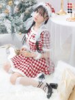 画像11: 【即日発送！】【sugar nine サンタコス 5点セット】【XS-Lサイズ/2カラー】ギンガムチェック セットアップフレアサンタコスプレ[YMT] (11)
