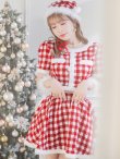 画像20: 【即日発送！】【サンタコス 5点セット】【XS-Lサイズ/2カラー】ギンガムチェック セットアップフレアサンタコスプレ[YMT] (20)