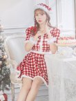 画像23: 【即日発送！】【サンタコス 5点セット】【XS-Lサイズ/2カラー】ギンガムチェック セットアップフレアサンタコスプレ[YMT] (23)