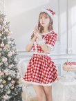 画像27: 【即日発送！】【sugar nine サンタコス 5点セット】【XS-Lサイズ/2カラー】ギンガムチェック セットアップフレアサンタコスプレ[YMT] (27)