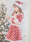 画像26: 【即日発送！】【sugar nine サンタコス 5点セット】【XS-Lサイズ/2カラー】ギンガムチェック セットアップフレアサンタコスプレ[YMT] (26)