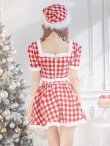 画像28: 【即日発送！】【sugar nine サンタコス 5点セット】【XS-Lサイズ/2カラー】ギンガムチェック セットアップフレアサンタコスプレ[YMT] (28)