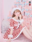 画像3: 【即日発送！】【サンタコス 5点セット】【XS-Lサイズ/2カラー】ギンガムチェック セットアップフレアコスプレ[YMT] (3)