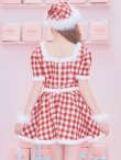 画像15: 【即日発送！】【サンタコス 5点セット】【XS-Lサイズ/2カラー】ギンガムチェック セットアップフレアコスプレ[YMT] (15)