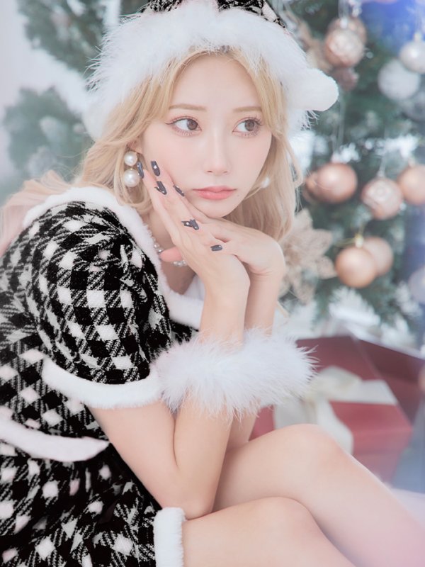 画像18: 【即日発送！】【サンタコス 5点セット】【XS-Lサイズ/2カラー】ギンガムチェック セットアップフレアサンタコスプレ[OF01] (18)