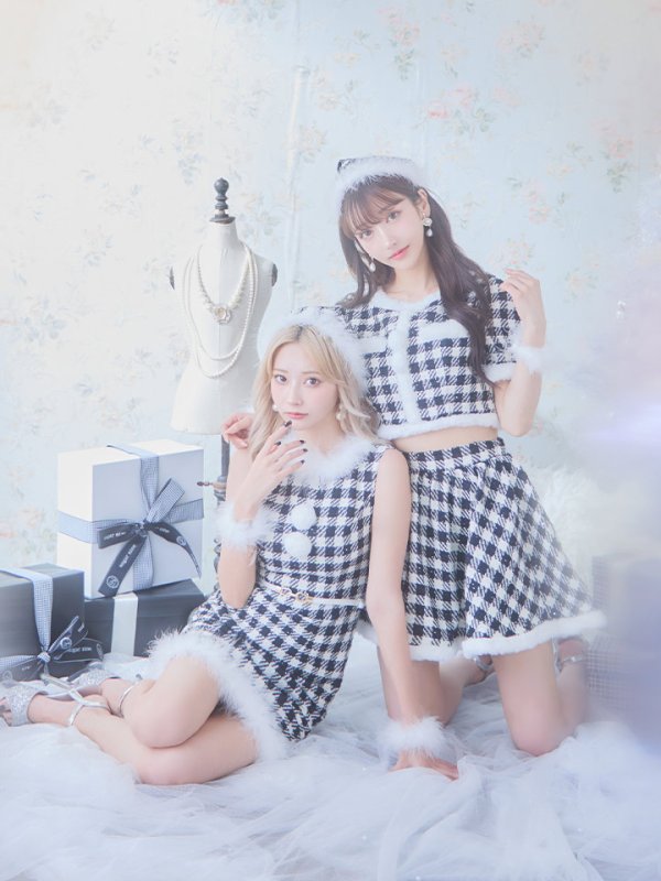 画像5: 【即日発送！】【sugar nine サンタコス 5点セット】【XS-XLサイズ/2カラー】ギンガムチェック セットアップフレアサンタコスプレ[OF01] (5)