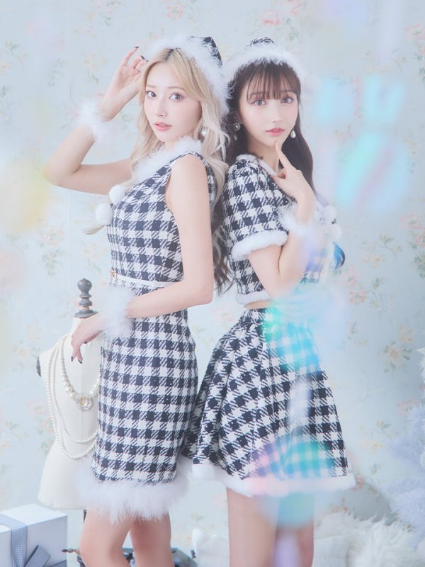 画像6: 【即日発送！】【sugar nine サンタコス 5点セット】【XS-XLサイズ/2カラー】ギンガムチェック セットアップフレアサンタコスプレ[OF01] (6)