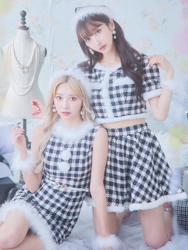 画像7: 【即日発送！】【sugar nine サンタコス 5点セット】【XS-XLサイズ/2カラー】ギンガムチェック セットアップフレアサンタコスプレ[OF01] (7)