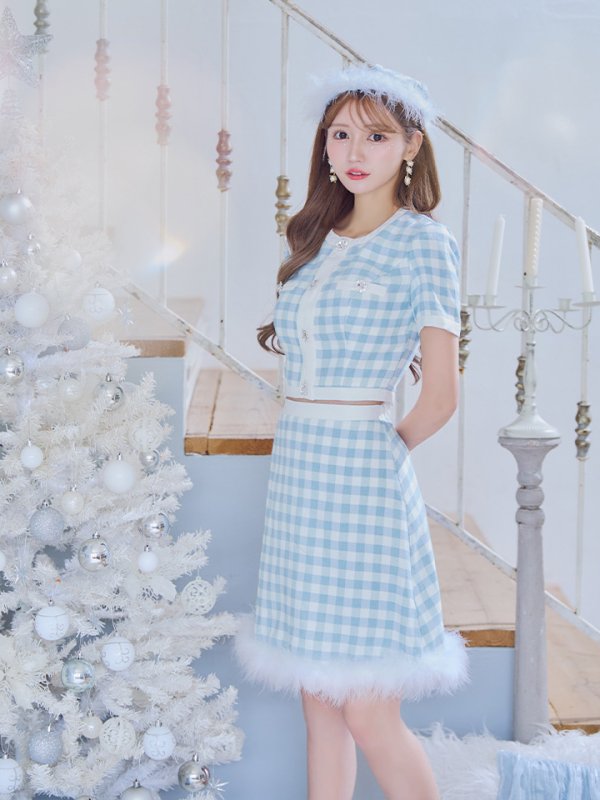 画像12: 【即日発送！】【サンタコス 4点セット】【S-Mサイズ/1カラー】ギンガムチェックフレアサンタコスプレ[OF01] (12)