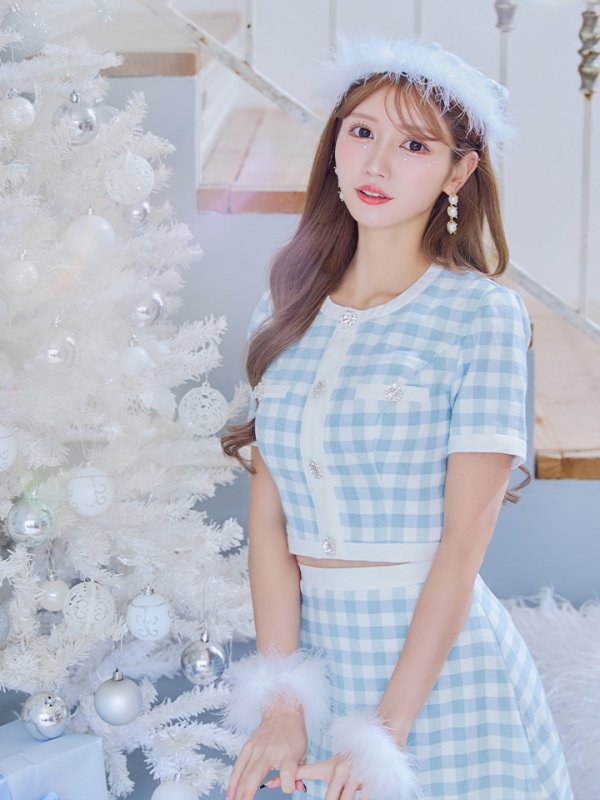 画像17: 【即日発送！】【サンタコス 4点セット】【S-Mサイズ/1カラー】ギンガムチェックフレアサンタコスプレ[OF01] (17)