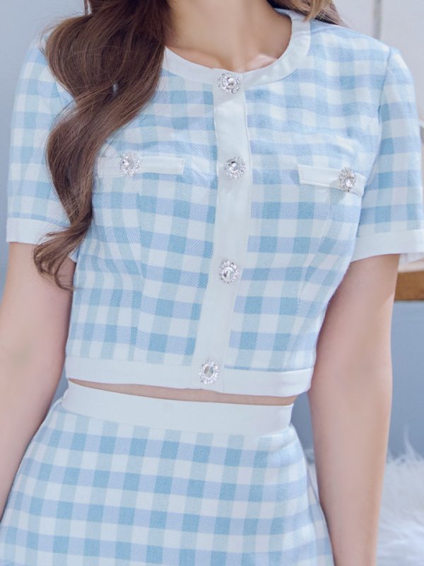 画像6: 【即日発送！】【サンタコス 4点セット】【S-Mサイズ/1カラー】ギンガムチェックフレアサンタコスプレ[OF01] (6)