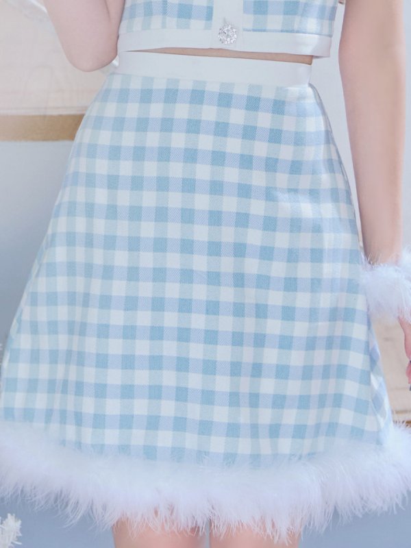 画像7: 【即日発送！】【サンタコス 4点セット】【S-Mサイズ/1カラー】ギンガムチェックフレアサンタコスプレ[OF01] (7)