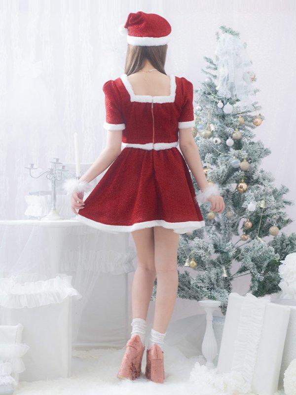 画像15: 【即日発送！】【サンタコス 5点セット】【XS-Lサイズ/2カラー】ラメツイードセットアップサンタ[YMT] (15)