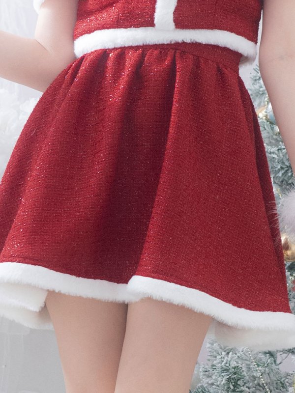 画像17: 【即日発送！】【サンタコス 5点セット】【XS-Lサイズ/2カラー】ラメツイードセットアップサンタ[YMT] (17)