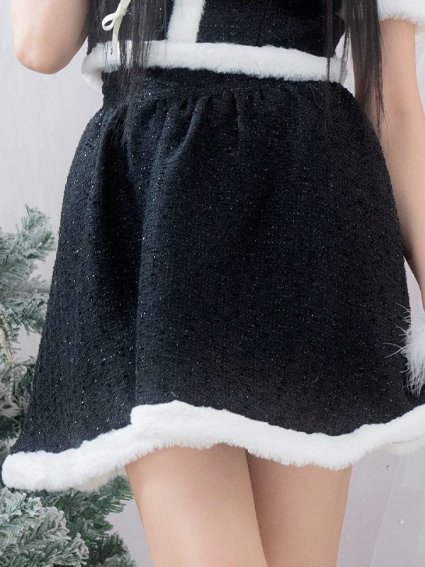 画像12: 【即日発送！】【サンタコス 5点セット】【XS-Lサイズ/2カラー】ラメツイードセットアップサンタ[YMT] (12)