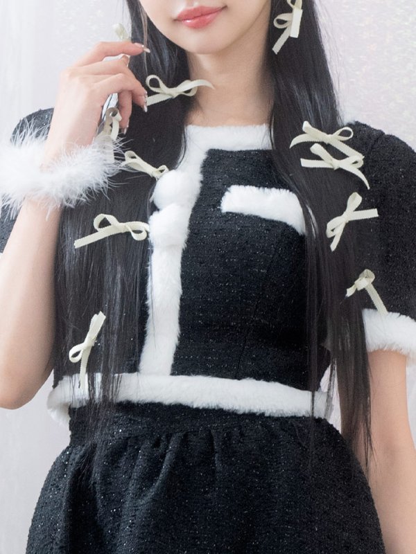 画像11: 【即日発送！】【サンタコス 5点セット】【XS-Lサイズ/2カラー】ラメツイードセットアップサンタ[YMT] (11)