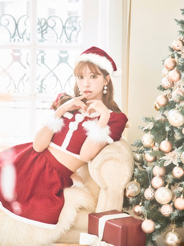 画像6: 【即日発送！】【サンタコス 5点セット】【XS-Lサイズ/2カラー】ラメツイードセットアップサンタ[YMT] (6)