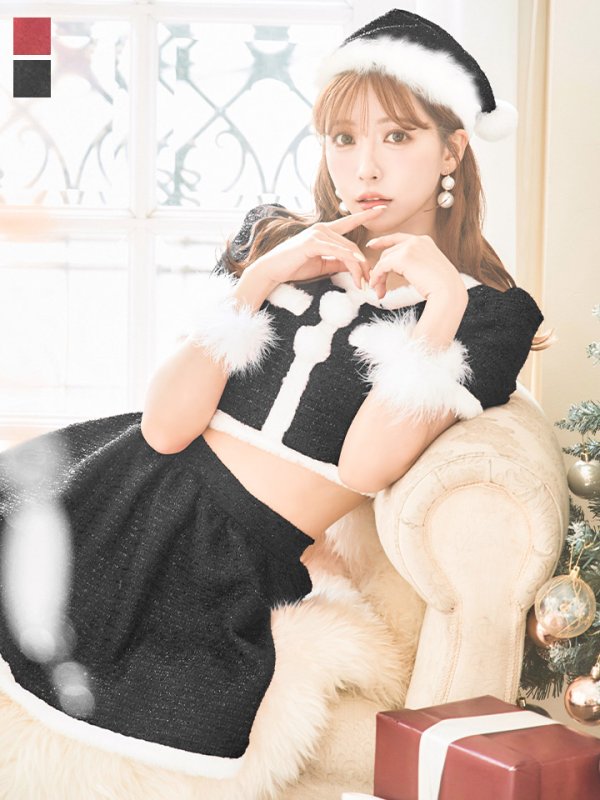 画像27: 【即日発送！】【サンタコス 5点セット】【XS-Lサイズ/2カラー】ラメツイードセットアップサンタ[YMT] (27)