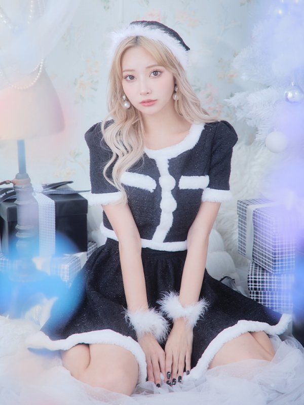 画像27: 【即日発送！】【サンタコス 5点セット】【XS-Lサイズ/2カラー】ラメツイードセットアップサンタ[YMT] (27)