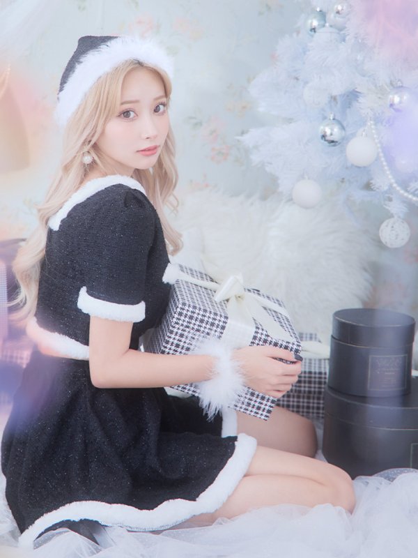 画像31: 【即日発送！】【サンタコス 5点セット】【XS-Lサイズ/2カラー】ラメツイードセットアップサンタ[YMT] (31)