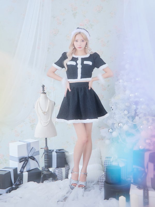 画像32: 【即日発送！】【サンタコス 5点セット】【XS-Lサイズ/2カラー】ラメツイードセットアップサンタ[YMT] (32)