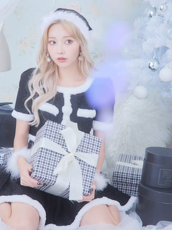 画像33: 【即日発送！】【サンタコス 5点セット】【XS-Lサイズ/2カラー】ラメツイードセットアップサンタ[YMT] (33)