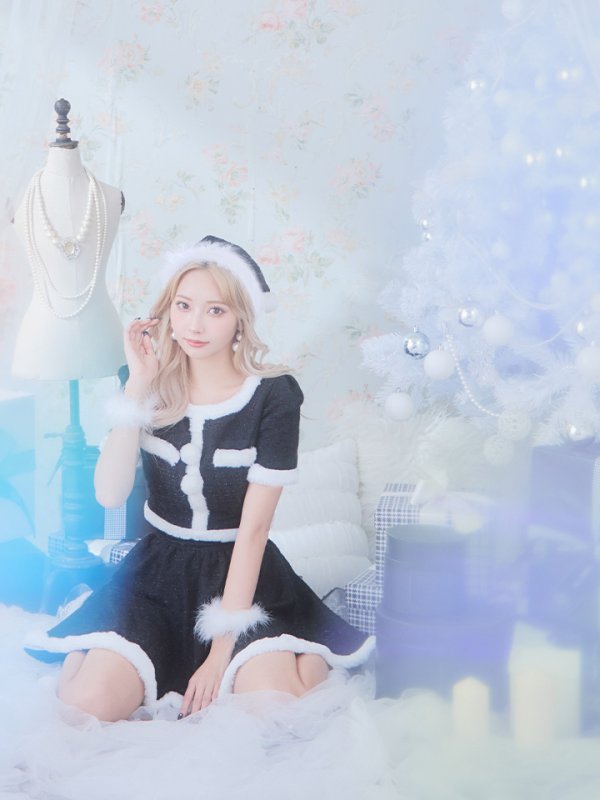 画像38: 【即日発送！】【サンタコス 5点セット】【XS-Lサイズ/2カラー】ラメツイードセットアップサンタ[YMT] (38)